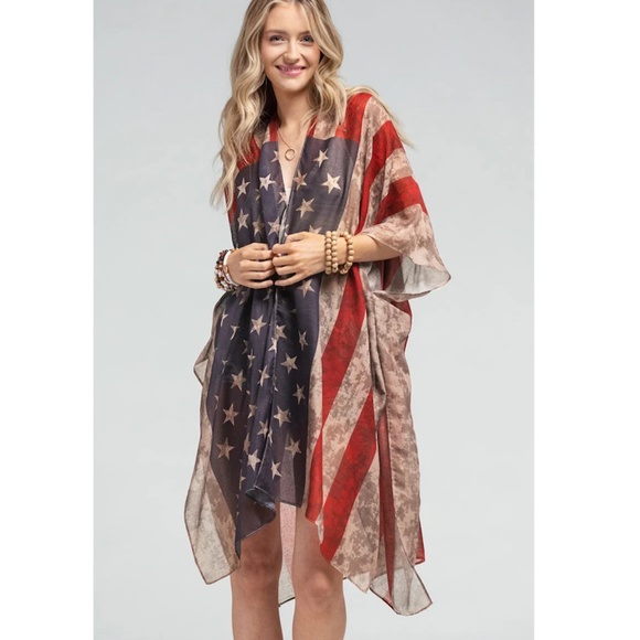 Patriotic Stars and Stripes Women's Kimono - Picture 2 of 4